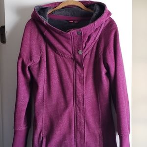 Women's North Face Jacket, Bright Purple with Plush Gray Interior
